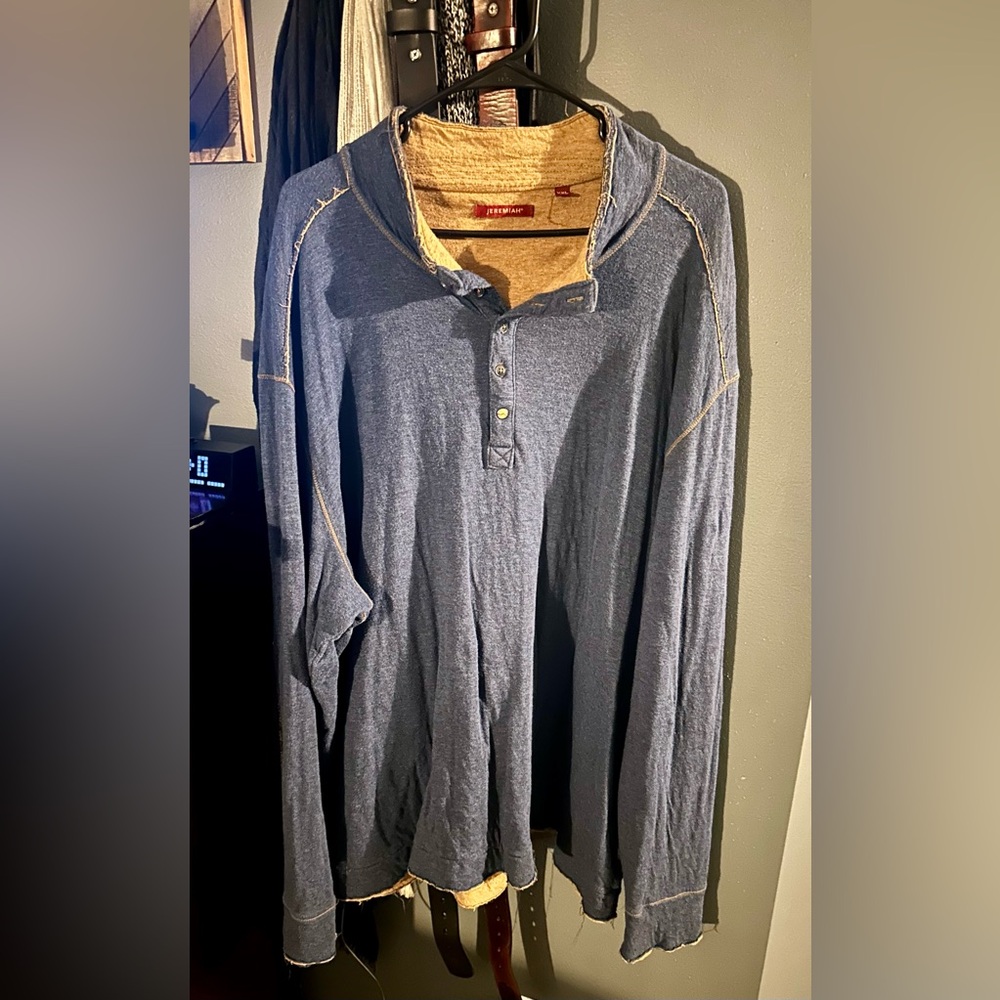 Jeremiah Blue Long Sleeve Henley Shirt